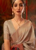 Beige Traditional Saree in Handloom Silk with Woven - 1