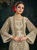 Beige Trendy Salwar Kameez in Faux Georgette with Embroidered - 1