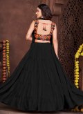 Black A Line Lehenga Choli in Crepe Silk with Embroidered - 2