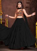 Black A Line Lehenga Choli in Crepe Silk with Embroidered - 3