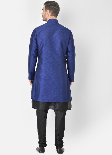 Black and Blue Art Dupion Silk Fancy work Kurta Payjama With Jacket