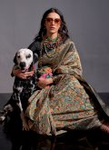Black and Grey Handloom Silk Woven Trendy Saree for Ceremonial - 1