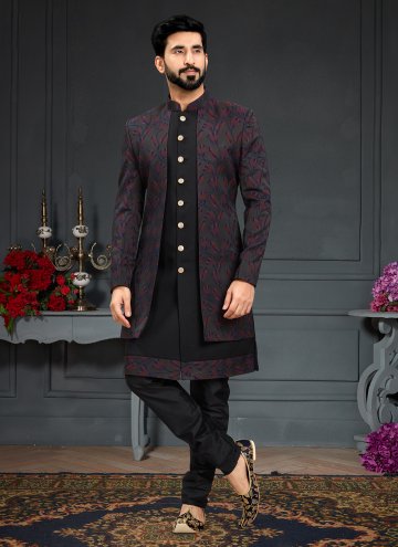 Black and Grey Imported Embroidered Indo Western for Ceremonial