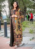 Black and Multi Colour Muslin Mirror Work Salwar Suit - 1
