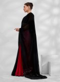 Black and Red color Plain Work Georgette Trendy Saree - 2