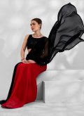 Black and Red color Plain Work Georgette Trendy Saree - 3