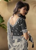 Black and White color Crepe Silk Classic Designer Saree with Digital Print - 2