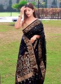 Black Art Banarasi Silk Woven Classic Designer Saree for Casual - 1