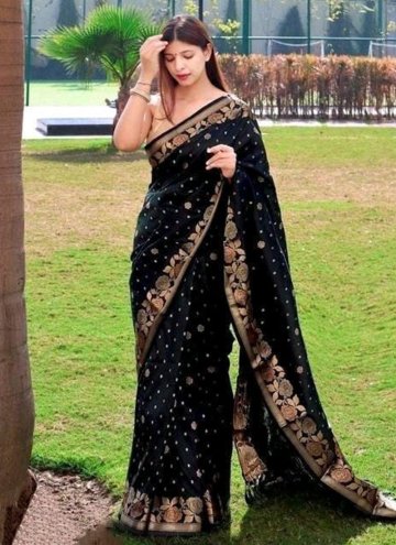 Black Art Banarasi Silk Woven Classic Designer Sar