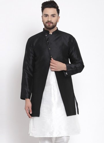 Black Art Dupion Silk Fancy work Jacket Style