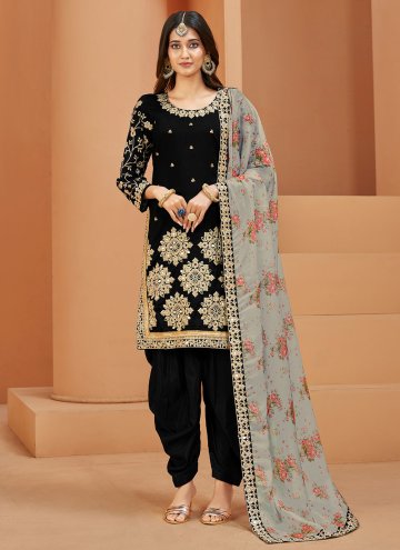 Black Art Silk Embroidered Salwar Suit