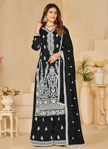 Black Art Silk Embroidered Trendy Salwar Kameez