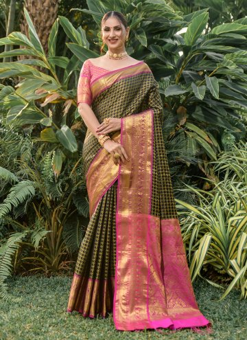 Black Banarasi Jacquard Work Classic Designer Saree for Casual
