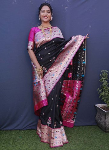 Black Banarasi Jacquard Work Designer Saree for Ce