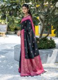 Black Banarasi Woven Classic Designer Saree - 3