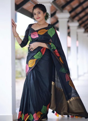 Black Banarasi Woven Classic Designer Saree for Casual