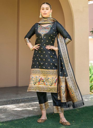 Black Banarasi Woven Trendy Suit for Festival
