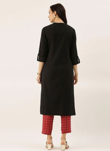 Black Casual Kurti in Cotton  with Plain Work