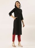 Black Casual Kurti in Cotton  with Plain Work - 2