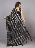 Black Classic Designer Saree in Georgette with Embroidered - 2