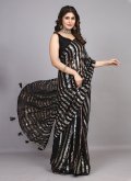 Black Classic Designer Saree in Georgette with Embroidered - 3