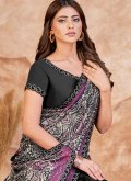 Black Classic Designer Saree in Satin Silk with Embroidered - 1