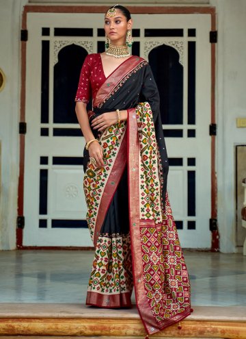 Black color Aariwork Patola Silk Classic Designer Saree