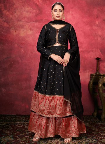 Black color Art Silk Trendy Salwar Suit with Woven