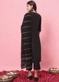 Black color Blended Cotton Salwar Suit with Embroidered - 1
