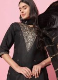 Black color Blended Cotton Salwar Suit with Embroidered - 2