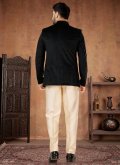 Black color Buttons Velvet Jodhpuri Suit - 1