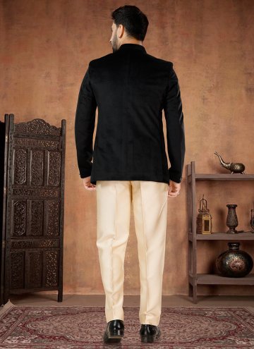 Black color Buttons Velvet Jodhpuri Suit