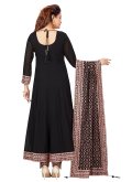 Black color Chanderi Designer Ankle Length Anarkali Suit with Embroidered - 3