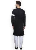 Black color Cotton  Kurta Pyjama with Plain Work - 1