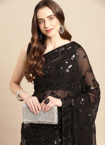 Black color Embroidered Art Silk Contemporary Saree