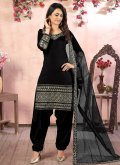 Black color Embroidered Art Silk Designer Patiala Salwar Kameez - 1