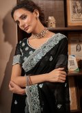 Black color Embroidered Chiffon Classic Designer Saree - 1