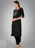 Black color Embroidered Cotton  Salwar Suit - 2