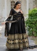 Black color Embroidered Georgette Gown - 1