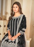 Black color Embroidered Georgette Palazzo Suit - 1
