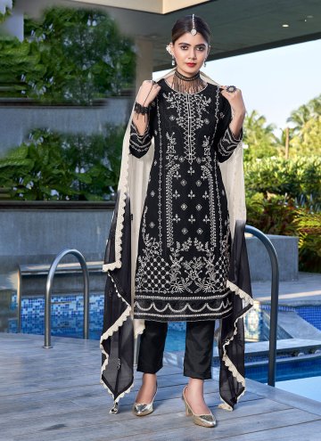 Black color Embroidered Georgette Trendy Salwar Ka