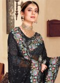 Black color Embroidered Georgette Trendy Saree - 1
