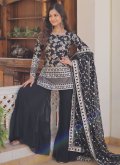 Black color Embroidered Jacquard Salwar Suit - 1
