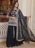 Black color Embroidered Jacquard Salwar Suit - 2