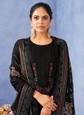 Black color Embroidered Pashmina Salwar Suit - 1