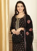 Black color Embroidered Pure Silk Designer Salwar Kameez - 1