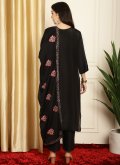Black color Embroidered Pure Silk Designer Salwar Kameez - 2