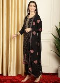 Black color Embroidered Pure Silk Designer Salwar Kameez - 3