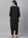 Black color Embroidered Rayon Party Wear Kurti - 1