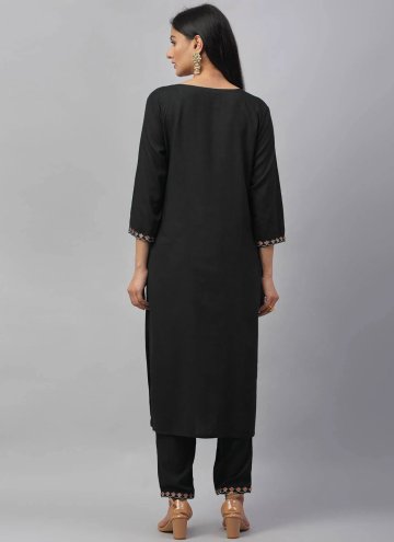 Black color Embroidered Rayon Party Wear Kurti